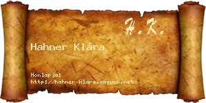 Hahner Klára névjegykártya